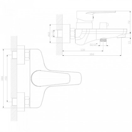 Смеситель Decoroom DR69 для ванны, DR69036 - фото 117172