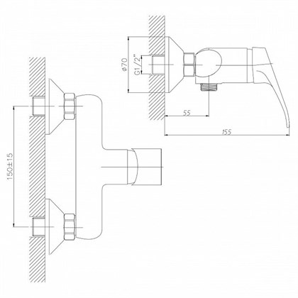 Смеситель Decoroom DR37 для душа, DR37056 - фото 117176