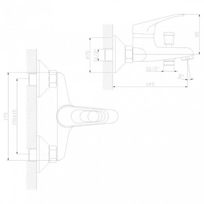 Смеситель Decoroom DR37 для ванны, DR37035 - фото 117188