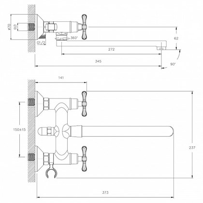 Смеситель Decoroom DR47 для ванны, DR47043 - фото 117198