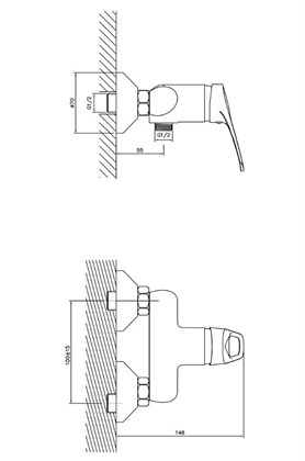 Смеситель Decoroom DR37 для биде с гигиеническим душем, DR370580 - фото 117200
