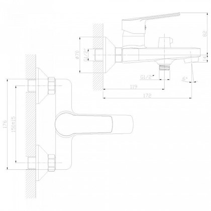 Смеситель Decoroom DR38 для ванны, DR38036 - фото 117202