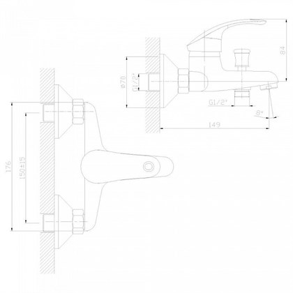 Смеситель Decoroom DR68 для ванны, DR68035 - фото 117218