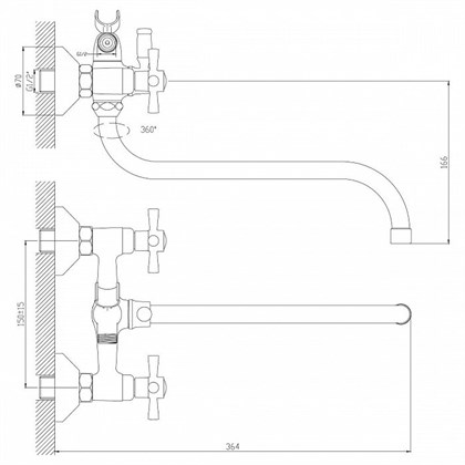 Смеситель Decoroom DR46 для ванны, DR46045-Black - фото 117222