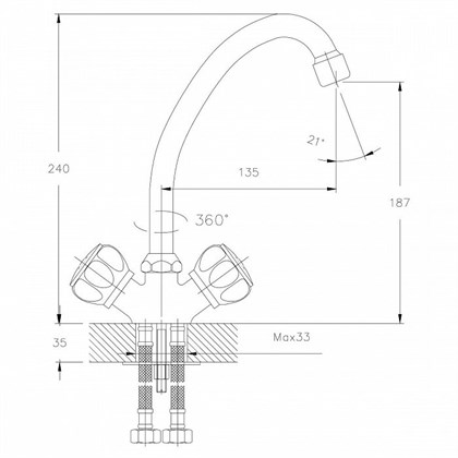 Смеситель Decoroom DR45 для кухонной мойки, DR45028R - фото 117224