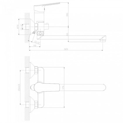 Смеситель Decoroom DR38 для ванны, DR38043 - фото 117228