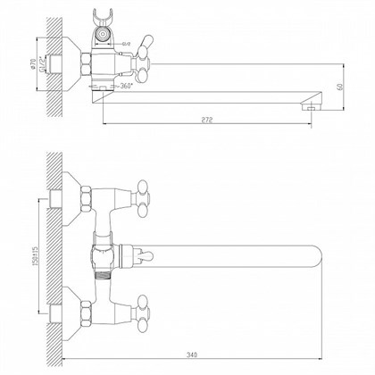 Смеситель Decoroom DR48 для ванны, DR48043 - фото 117232