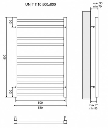 Полотенцесушитель электрический Lemark Unit П10 500x800 - фото 117511