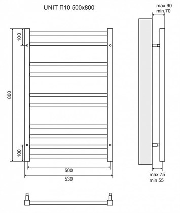 Полотенцесушитель водяной Lemark Unit П10 500x800 - фото 117516