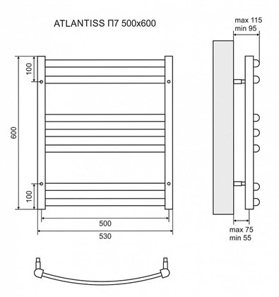 Полотенцесушитель электрический Lemark Atlantiss П7 500x600 - фото 117521