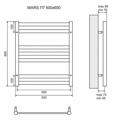 Полотенцесушитель электрический Lemark Mars П7 500x600 - фото 117541