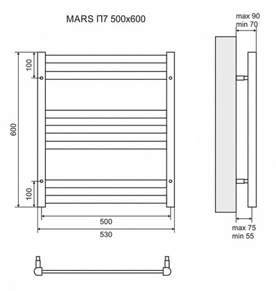 Полотенцесушитель водяной Lemark Mars П7 500x600 - фото 117546