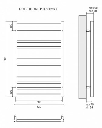 Полотенцесушитель электрический Lemark Poseidon П10 500x800 - фото 117576