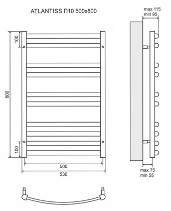 Полотенцесушитель электрический Lemark Atlantiss П10 500x800 - фото 117596