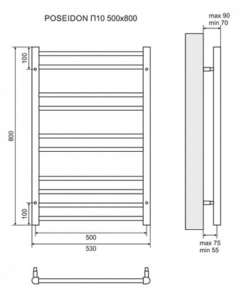 Полотенцесушитель водяной Lemark Poseidon П10 500x800 - фото 117601