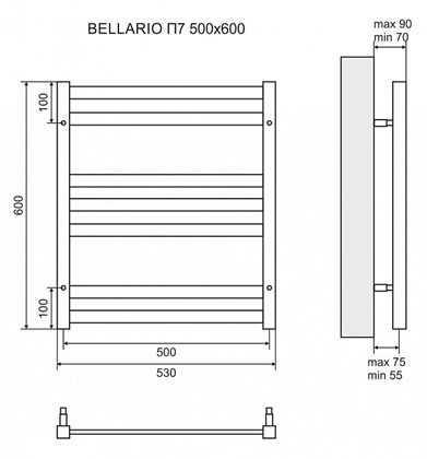 Полотенцесушитель электрический Lemark Bellario П7 500x600 - фото 117611
