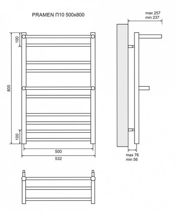 Полотенцесушитель электрический Lemark Pramen П10 500x800 - фото 117631