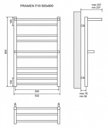 Полотенцесушитель водяной Lemark Pramen П10 500x800 - фото 117636