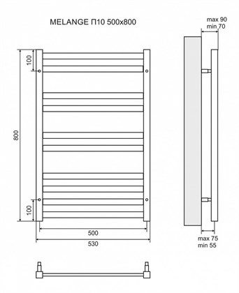 Полотенцесушитель электрический Lemark Melange П10 500x800 - фото 117691