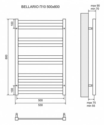 Полотенцесушитель электрический Lemark Bellario П10 500x800 - фото 117710
