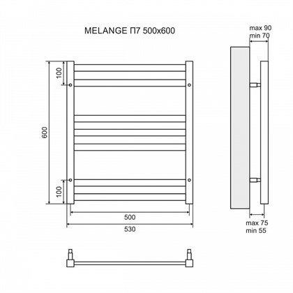 Полотенцесушитель электрический Lemark Melange П7 LM49607EW 500x600, левый/правый, белый - фото 117748