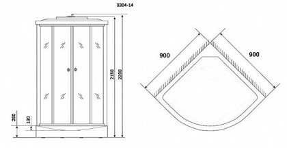 Душевая кабина Niagara Eco NG-3304-14 90x90x215 стекло матовое - фото 121009