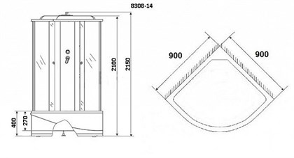 Душевая кабина Niagara Eco NG-8308-14 90x90x210 стекло матовое - фото 121023