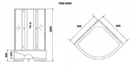 Душевая кабина Niagara Eco NG-7508-08BK BLACK 90x90x200 стекло мозаика - фото 121025