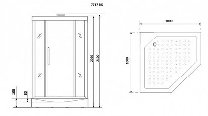 Душевая кабина Niagara Luxe NG-7717WBK 100х100х210 стекло прозрачное - фото 121032