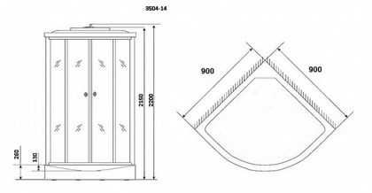 Душевая кабина Niagara Eco NG-3504-14 BLACK 90x90x215 стекло мозаика - фото 121060