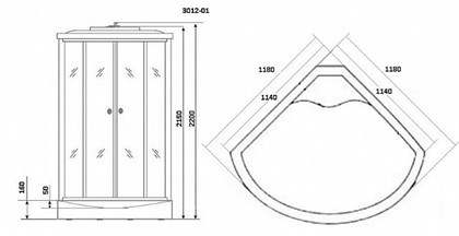 Душевая кабина Niagara Premium NG-3012-01 120x120x220 с гидромассажем стекло мозаика - фото 121265