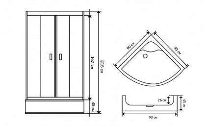 Душевая кабина Niagara Classic-акрил NG-112-15 90х90х215 стекло матовое - фото 121320