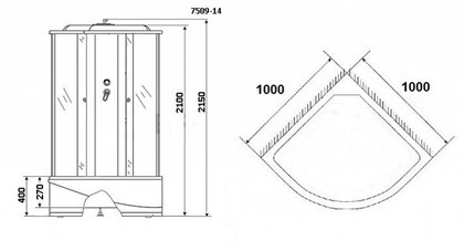 Душевая кабина Niagara Eco NG-7509-14 BLACK 100x100x215 стекло мозаика - фото 121364
