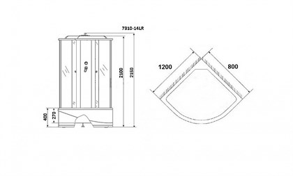 Душевая кабина Niagara NG-7310-14R 120x80 см правая - фото 121401