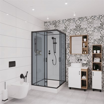 Душевая кабина Niagara Premium NG-6902-01Q BLACK 100х100х210 стекло тонированное - фото 121423