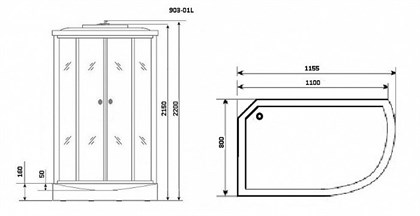Душевая кабина Niagara Premium NG-903-01L 120x80x220  левая с гидромассажем стекло тонированное - фото 121443