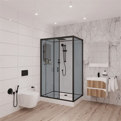 Душевая кабина Niagara Premium NG-6912-01QR BLACK 120х80х210 правая стекло тонированное - фото 121471