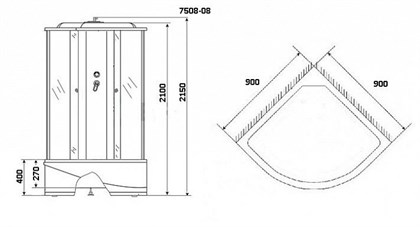 Душевая кабина Niagara Eco NG-7508-08 BLACK 90x90x215 стекло мозаика - фото 121584