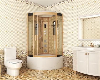 Душевая кабина Niagara NG-7790G 90x90 см с гидромассажем стенки золото - фото 121588