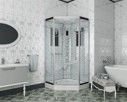 Душевая кабина Niagara NG-7717W 100x100 см с гидромассажем стенки белые - фото 121636