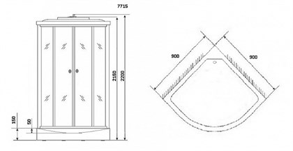 Душевая кабина Niagara NG-7715W 90x90 см с гидромассажем стенки белые - фото 121648