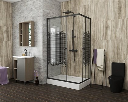Душевой уголок Niagara Eco NG-012-14Q BLACK 120х80х195 стекло мозаика - фото 121735