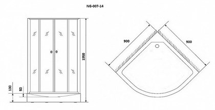 Душевой уголок Niagara Eco NG-007-14 BLACK 90х90х195 стекло мозаика - фото 121743