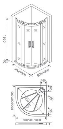 Душевой уголок GOOD DOOR Galaxy R-TD-100-C-B - фото 122139