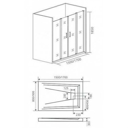 Душевая дверь GOOD DOOR Latte WTW-TD-150-G-WE - фото 122369