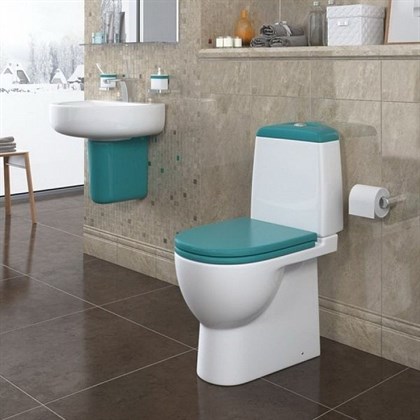 Унитаз-компакт Sanita luxe Best Color сиденье дюропласт soft close бирюзовое - фото 123286