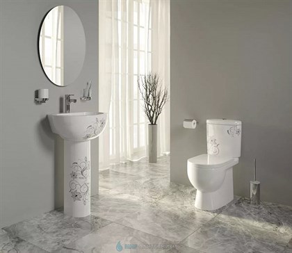 Унитаз-компакт Sanita luxe Art Flora сиденье дюропласт - фото 123295