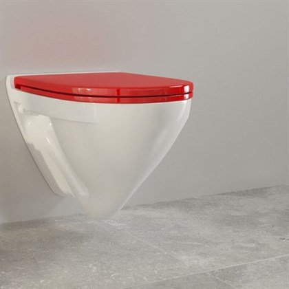 Унитаз подвесной Sanita luxe Attica Luxe Color Red белый/красное сиденье Soft-close - фото 123324