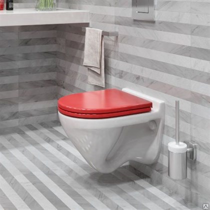Унитаз подвесной Sanita luxe Attica Luxe Color Red белый/красное сиденье Soft-close - фото 123325