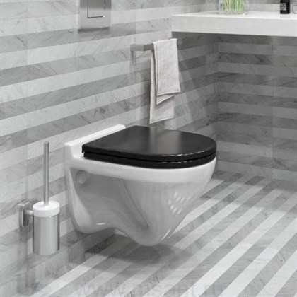 Унитаз подвесной Sanita luxe Attica Luxe Color Black белый/черное сиденье Soft-close - фото 123329